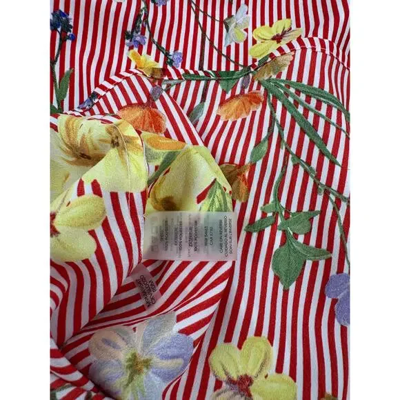 Calvin Klein Women's Red Striped Blouse (B32) - Picture 2 of 12